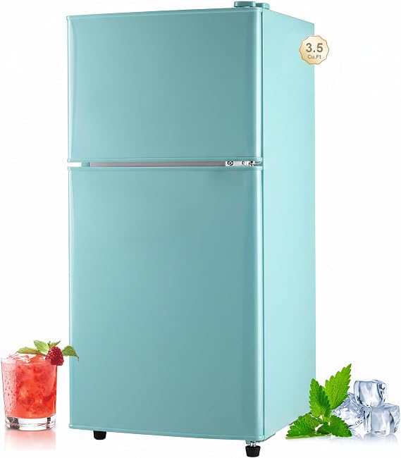 Retro Fridge with Freezer, 3.5 Cu. Ft. Mini Fridge Aqua Blue