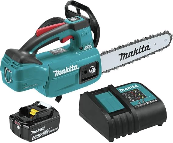 Makita XCU06SM1 Lithium-Ion Brushless Cordless (4.0Ah) 18V LXT 10" Top Handle Chain Saw Kit, Teal