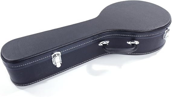 Lykos Hardshell Microgroove Pattern Leather Wood Mandolin Case Black (A Style)
