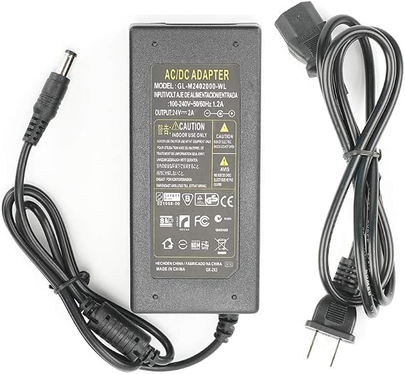 Power Adapter 24V 2A, AC100-240V to DC24V Transformers,Power Supply for LED Strip Light,Wireless Router,ADSL Cats,Security Cameras,