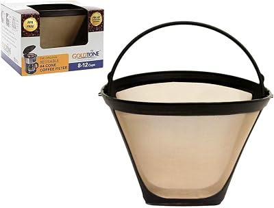 GoldTone Brand Made in the USA Reusable No.4 Cone Style Replacement Coffee Filter replaces your Cuisinart Permanent Coffee Filter for Machines and Brewers 1 Pack
