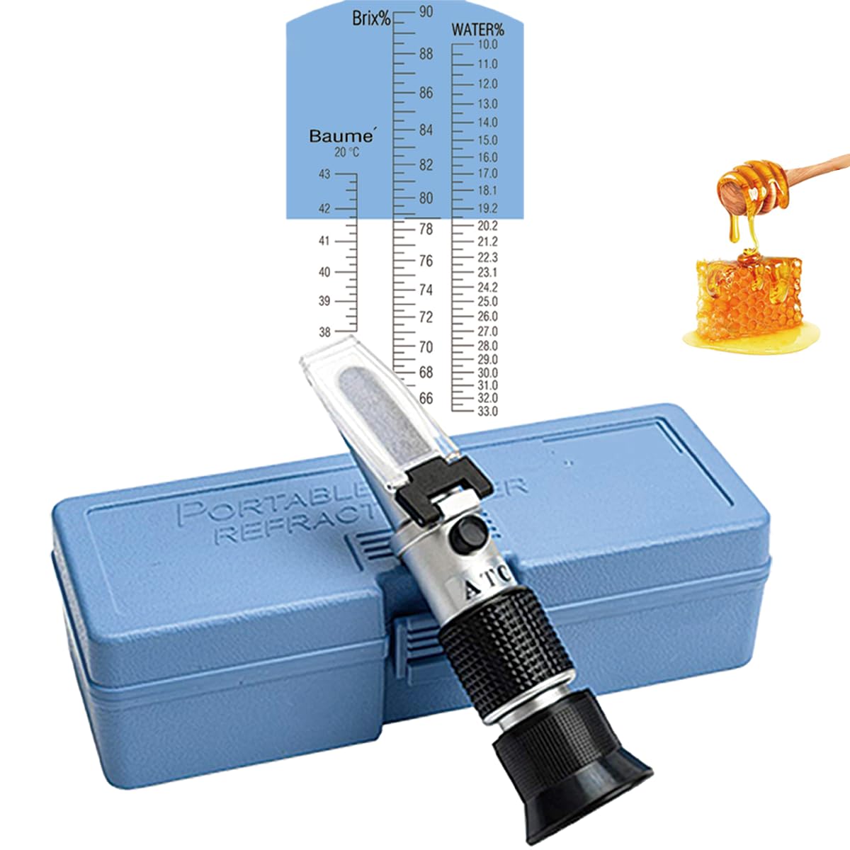 Logic box Optics Accurate Suger Content Brix Meter baume Degrees Moisture Measurement Refractometer(Hydrometer) for Honey/Jams/marmalades/Malt/Maple Syrup Replaces Homebrew