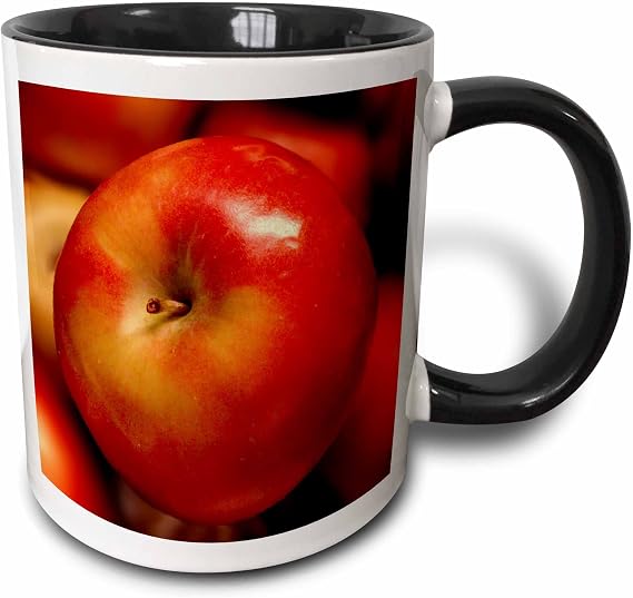 3dRose Big Macintosh, A close up image of a Apple 11oz Two-Tone Black Mug