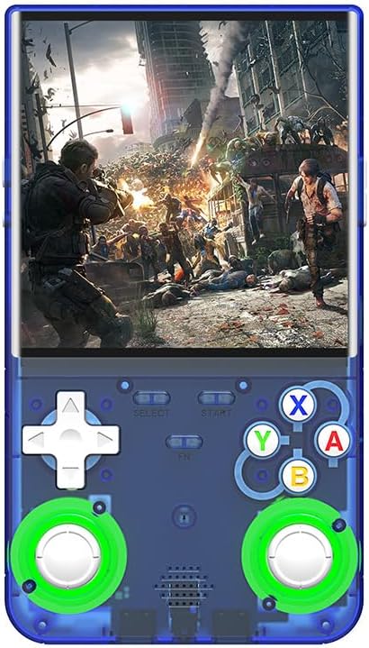 R36 Ultra Retro Handheld Game Console, with 128G Built-in 40000+ Games, 3000mAh Rechargeable, Support 20+ Simulators, Linux System, 4.0 Inch IPS Screen Portable Pocket Arcade (Transparent Blue)