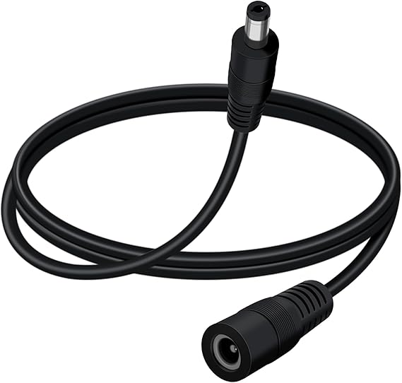 DC Power Extension Cable 5.5mmx2.1mm 18AWG DC Cable Male to Female 5V 6V 9V 12V 24V 3A for Security Cameras, DVR, Router, Printer, LED Strip (Black, 5m/16.4FT)
