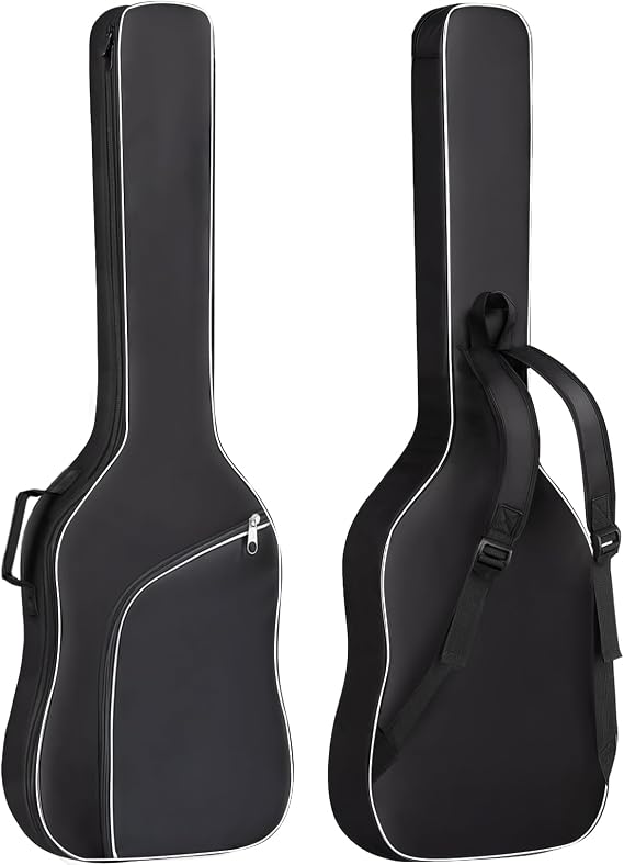 GIGKOUKI Bass Guitar Bag Gig Bag 0.35 inch Backpack Padded Soft Case Padding Black Electric Bass Case with Back Hanger Loop and Neck Strap