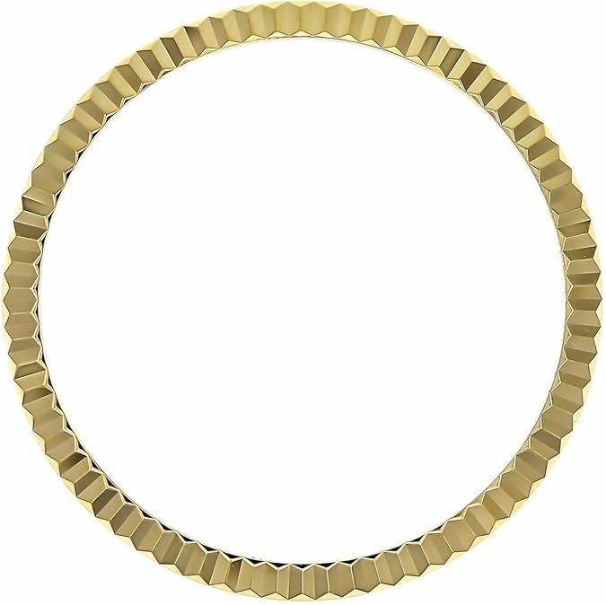 Ewatchparts Gold Plated Fluted Watch Bezel Ring Fits 34mm Case Compatible With Rolex Airking Date 14000M 14010M 114270
