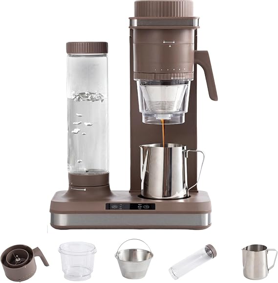 Fully Automatic Coffee Machine with Grinder - 600ML Stainless Steel Cup, 5 Accessories, 3 Concentration Adjustments, 950W Power for Home and Office Use