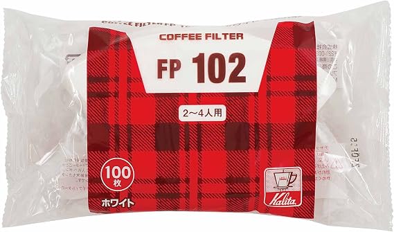 Kalita #13127 Coffee Filter, FP102 Filter Paper, For 2-4 People, 100 Sheets, White