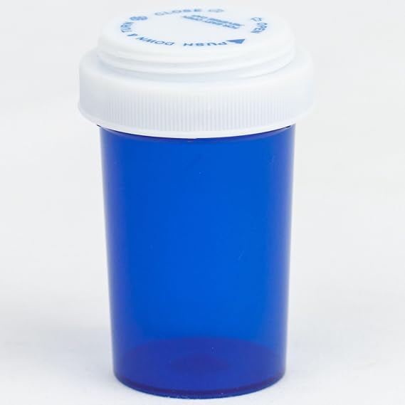 Five Star Supplies Plastic Pill Bottles - Reversible Cap Easy Open & Child Resistant - Pill Container Prescription Vial - Easy Open/Push N Turn (Blue, 20 DRAM 270 ct.)