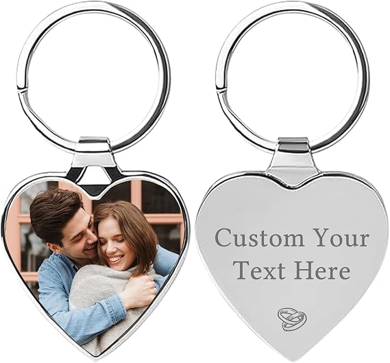 WBW Photo Keyring, Personalised Keyring Photo with Engraved Text