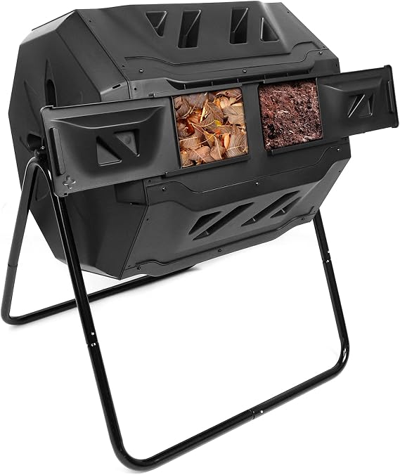 Dripex Tumbling Compost Bin 160L Dual Chamber Rotating Composter Outdoor