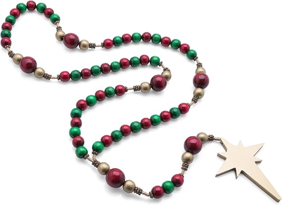 Intercession Wood Christmas Rosary for Prayer, Decoration, and Christmas Tree Ornament