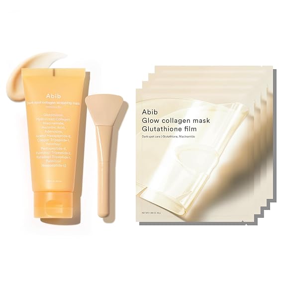 Abib Glutathione Night Ritual: Dark Spot Wrapping Mask & Glow Collagen Mask for Overnight Skin Care Korean Skincare for Brightening, Hydration, and Firming