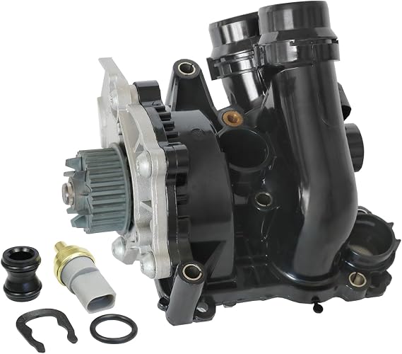 Electric Engine Water Pump Thermostat Housing Assembly Compatible with Audi A3 A4 A5 A6 Q3 Q5 TT Allroad VW Passat Jetta Golf GTI CC Beetle Replaces 06H121026DD 06H121026CQ 06H121026AB