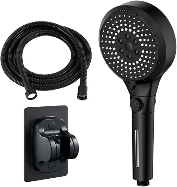 Booster Nozzle 6 Modes Shower Multifunctional Adjustable Large Panel Bath Home Bathroom Water Volume Set(Black Set)