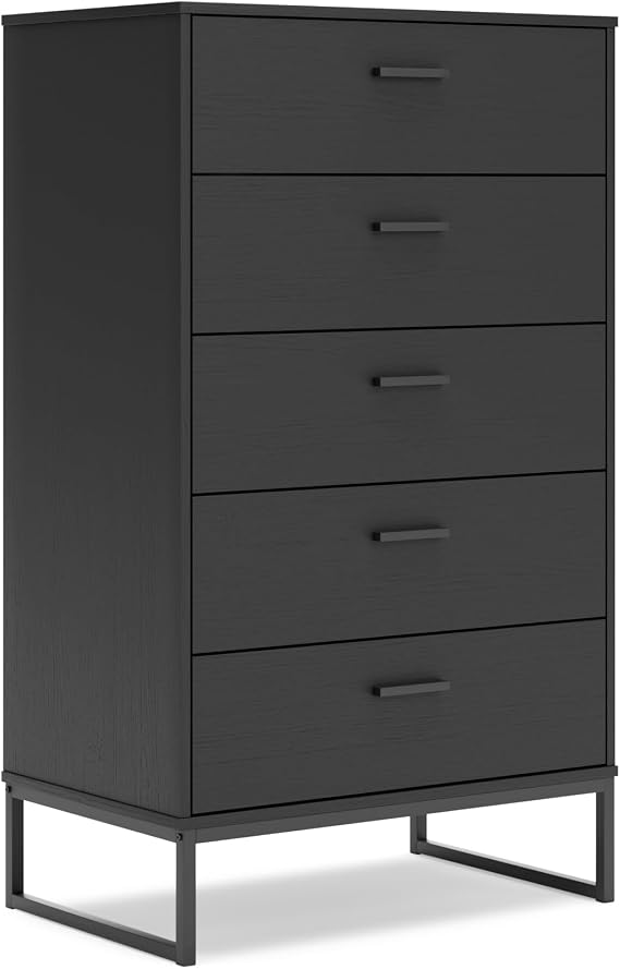 Signature Design by Ashley Socalle 5-Drawer Chest of Drawers, Black Dresser