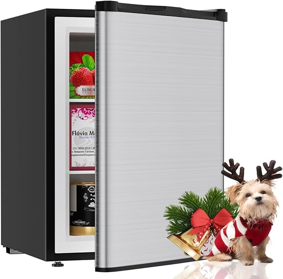 TABU 3.0 Cu Ft Upright Freezer, Mini Freezer with 7 Adjustable Temp,Silver