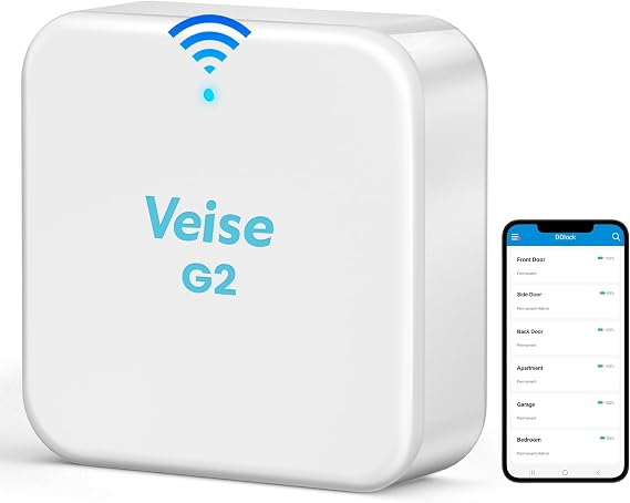 Veise G2 Wi-Fi Gateway, Compatible with DD Lock APP and TT Lock APP | Remote Control, Compatible with Alexa and Google Assistants, Smart Deadbolt Gateway