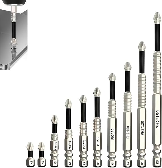 10 Pack PH2 Phillips Bits Set, High Magnetic Screwdriver Drill Bit Set