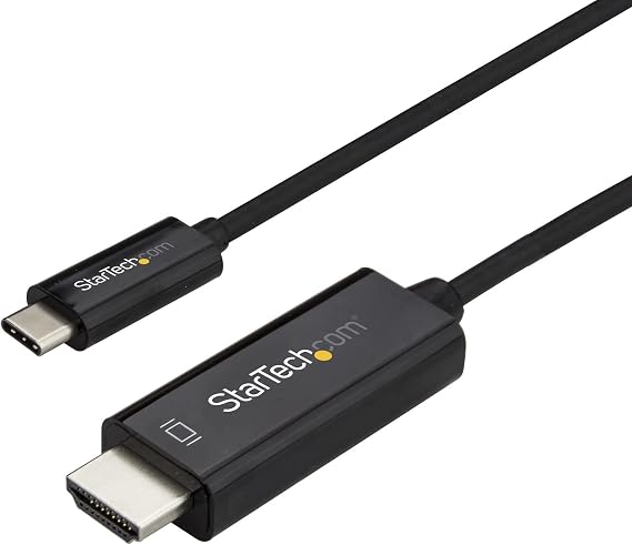 StarTech 3ft USB-C to HDMI 2.0 Video Cable, 4K 60Hz, Black, HDCP 2.2/1.4 | Laptop to HDMI Monitor, DP 1.2 Alt Mode HBR2, 7.1ch Audio, Thunderbolt 3 Compatible