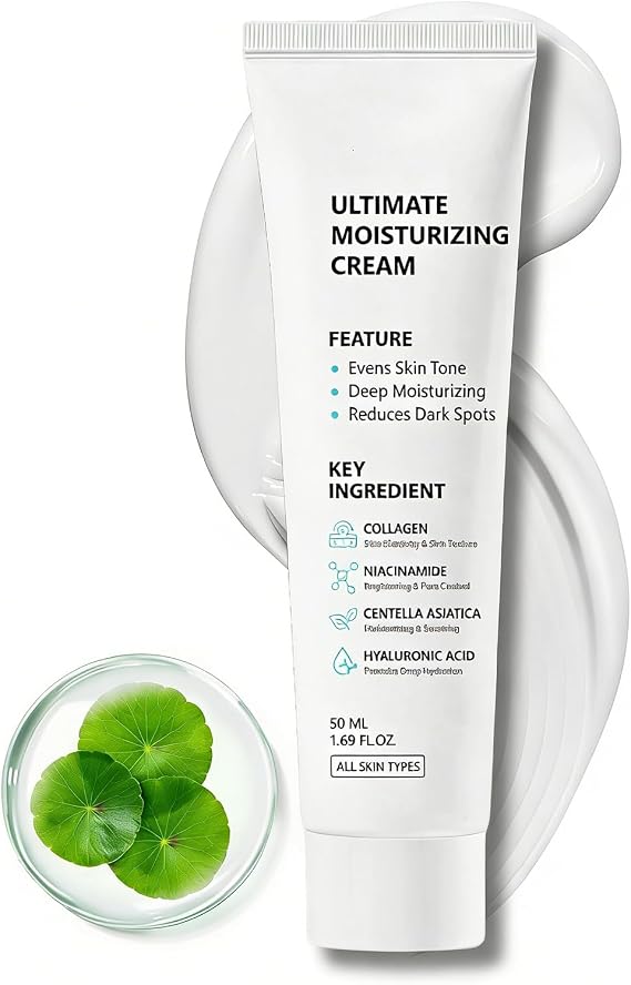 Ultimate Moisturizing Cream, Centella Soothing Cream, Korean Face Moisturizer for Dry Skin, Hydrating & Nourishing Barrier Cream for Wrinkles
