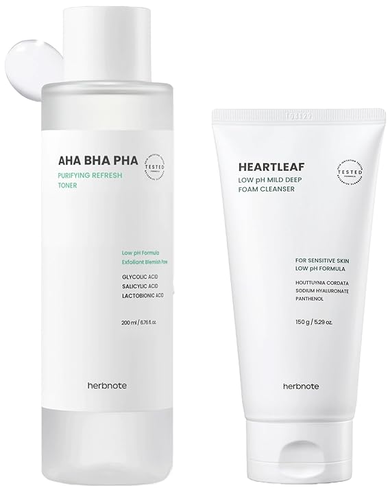 AHA BHA PHA Purifying Refresh Toner & Heartleaf Low pH Deep Foam Cleanser Bundle
