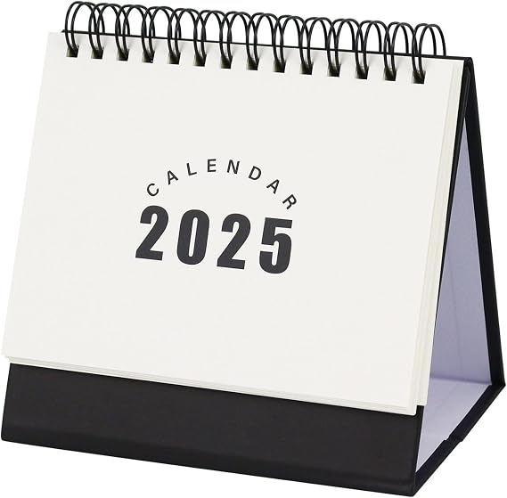 Mini Desk Calendar, July 2024 - Dec 2025 Small Desktop Calendar 5.2" x 5.3" Standing Flip Desktop Calendar for Home Office School (White)