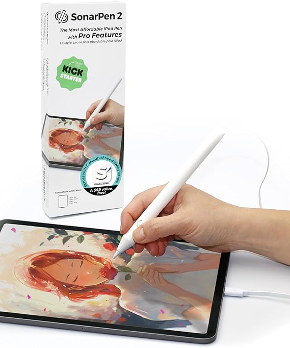SonarPen 2 - Pressure Sensitive Stylus for iPad with 2,000 Drawing Lessons