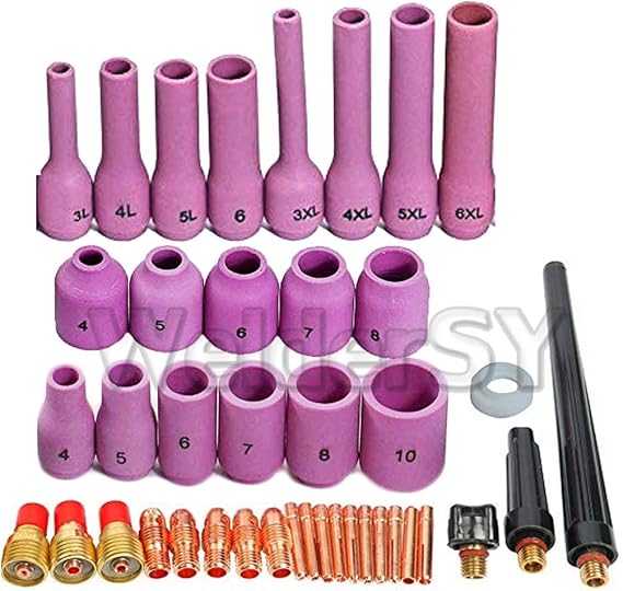 Tig Welding Gas Lens Collet Body/Long Nozzle Kit Assorted Size Fit SR WP-9 WP-20 WP-25 Torch Accessories 41pcs