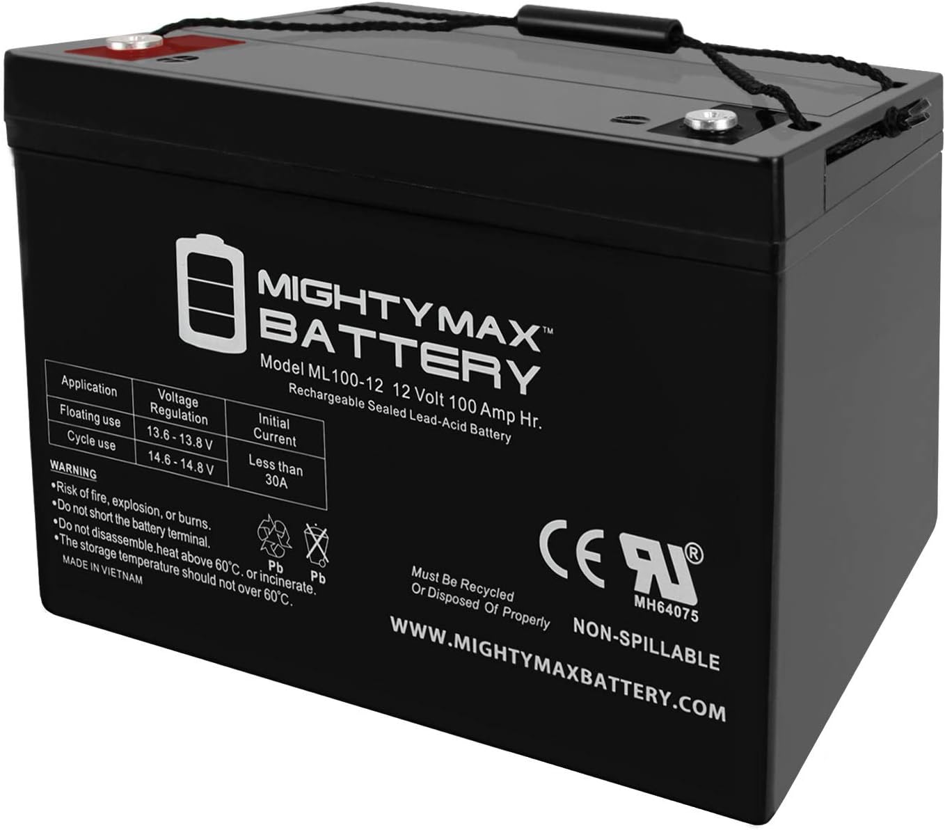 Mighty Max Battery 12V 100Ah SLA AGM Battery for AC Solar Home System SHS12100