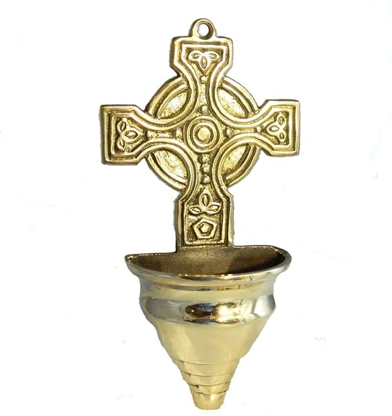 Liffey Artefacts Brass Waterfont Small Celtic Holy Cross