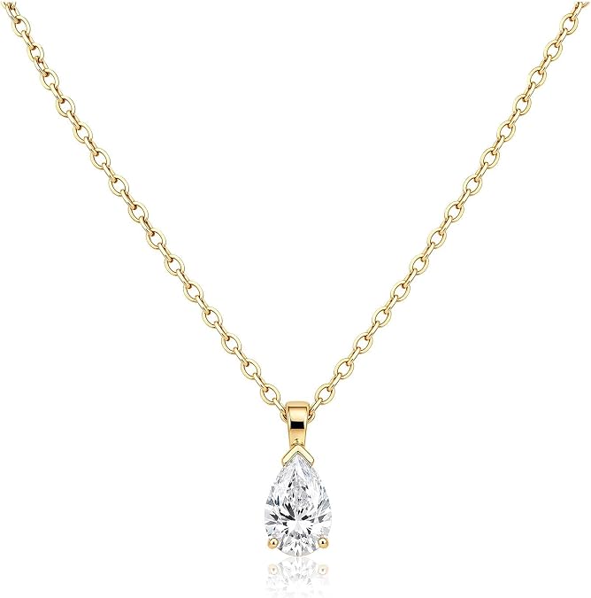 Teardrop Pendant Necklace for Women Dainty Pear Shaped Necklace
