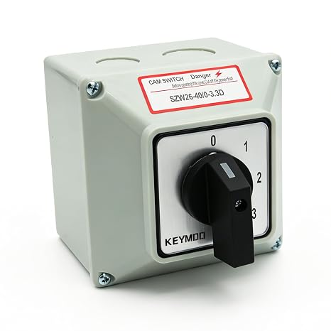 40A Changeover Switch with Exterior Box, 4 Positions 3 Poles, Universal Selector Switch, Cam Switch Box IP65