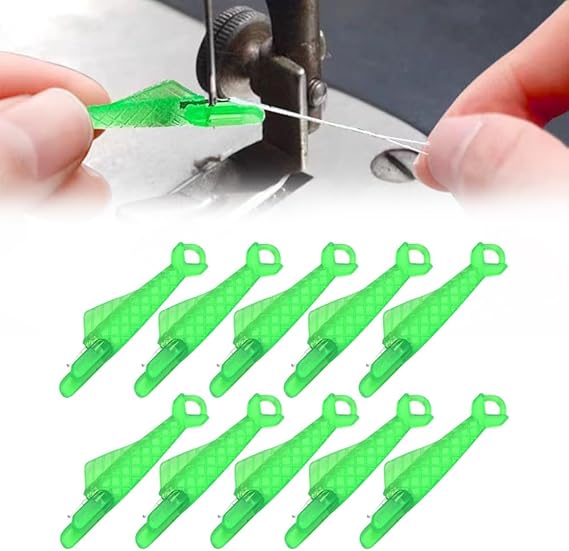 Fish Mouth Sewing Machine Needle Threader, 2024 New Automatic Sewing Needle Threader Simple Needle Threader, Upgrade Quick Sewing Machine Loop Easy Selfthread Needle Threaders Tool (Green*10)