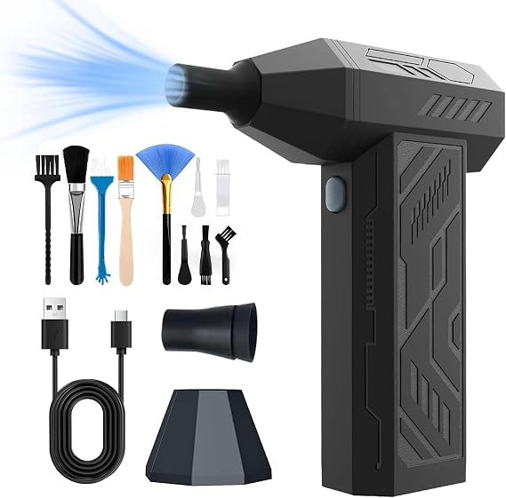 Compressed Air Duster-130,000 RPM Super Power Electric Air Duster 4-Gear Adjustable Cordless Air Blower Rechargeable for Computer, Keyboard, House, Outdoor