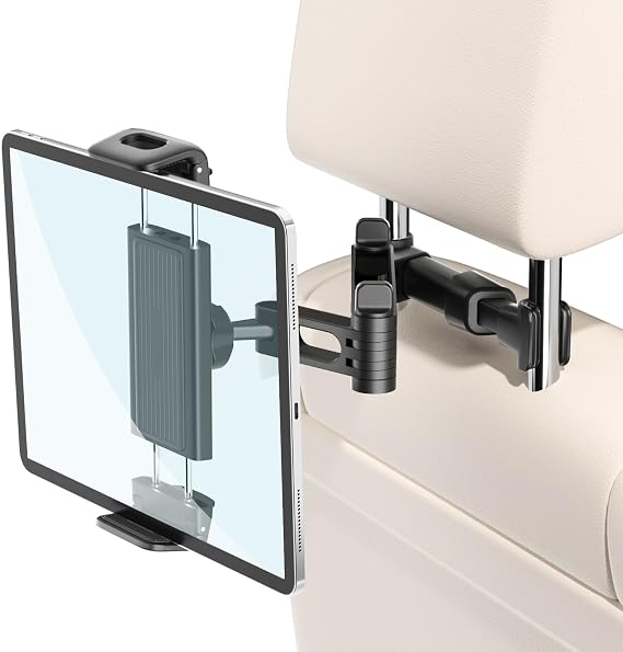 Tablet Holder for Car, Backseat Seat Universal Tablet Cell Phone Holder 360 Swivel Rotating Angle Adjustable Stretchable, for 6-12" Device Like iPad Pro, Air, Mini, Black