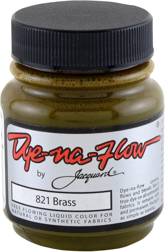 Jacquard Dye-Na-Flow Brass Liquid Acrylic for Fabric Painting, Concentrated Pigment Works on Silk Cotton Wood Leather Paper, Free Flowing Textile Art Medium Craft Ink Colour, 65ml