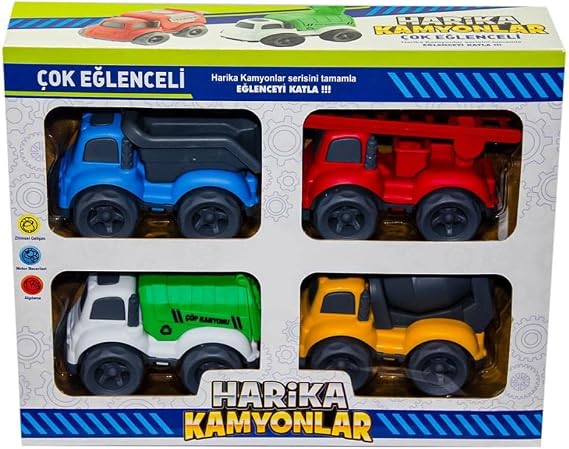 4-Piece Unbreakable Wonder Trucks with Can-Em Toy Box