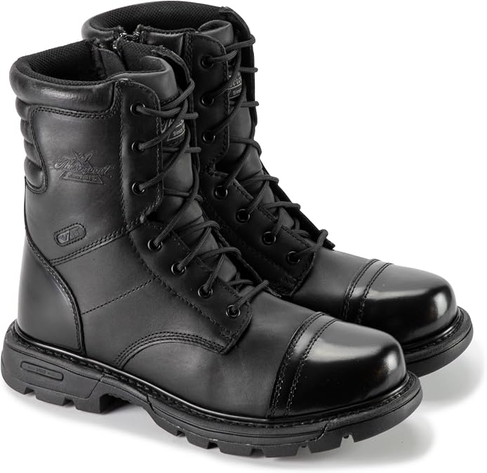 Thorogood GEN-Flex2 8" Side-Zip Tactical Boots for Men and Women - High-Shine Leather Heel & Toe with Goodyear Storm Welt and Slip-Resistant Outsole