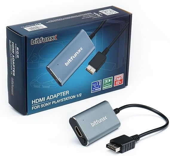 BITFUNX PS2/PS1 to HDMITM Adapter, for PS2/PS1/PS ONE Console (4-in-1)