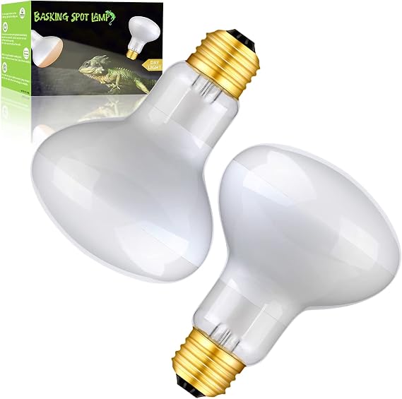 2 Pack 75W Reptile UVA Infrared Basking Spot Lamp, Sun Glow Daylight Heat Bulb, Soft White Glass Light for Reptile & Amphibian, Bearded Dragon, Lizard, Tortoise, Hedgehogs
