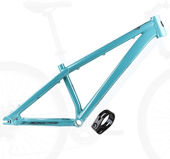 Dirt Jump 26IN Bike Frame 6061 Aluminum Alloy AM Hardtail Bike Frame Quick Release 10X135mm Mountain Jumper Bike Frame External Routing(Blue)