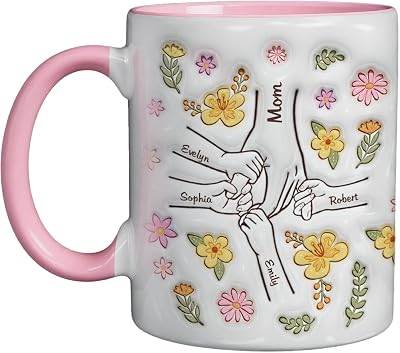 Pawfect House Mothers Day Gifts For Mom Grandma Birthday Gift, 2D Custom Coffee Mug, Mothers Day Mug, You Hold Our Hands Also Our Hearts, Mom Gifts From Daughters Sons, Accent Ceramic Coffee Mugs