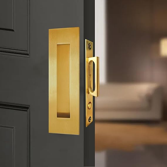Recessed Finger Flush Pulls with Edge Pull - Suitable for Pocket Door,Closet Door,Sliding Doors, Barn Door Handle Hardware(Gold, 4.72Inch)