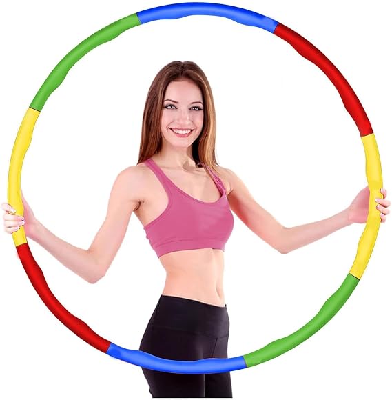 PEBBLE HUG Plastic Hoola Hoop, 8 Interlocked Pcs Hula Hoop, Exercise Ring for Fitness Indoor Outdoor Sports, Exercise Hula Hoop for Fitness Gymnastics, Dance, Pet Training