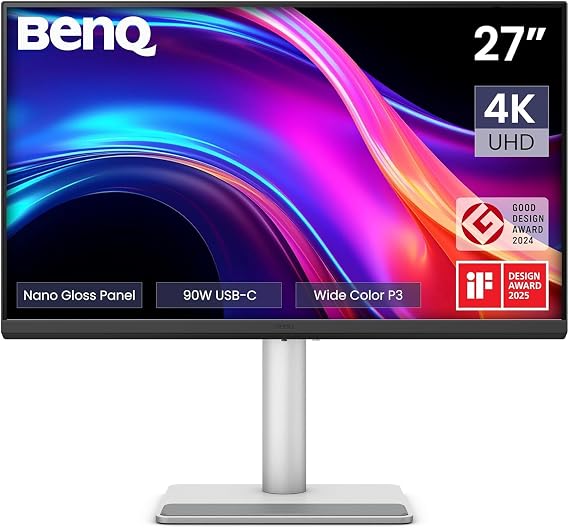 BenQ MA270UP 27 4K 3840x2160 Monitor for MacBook Pro/Air, Dual USB-C, 90W Power Delivery, Mac Color Match, USB Hub, Brightness & Volume Control on Mac, Height & Tilt Adjustable Stand, P3 Color Gamut