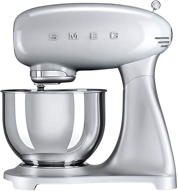 Smeg SMF01SVUS 50's Retro Style Aesthetic Stand Mixer (600 W Motor), Silver