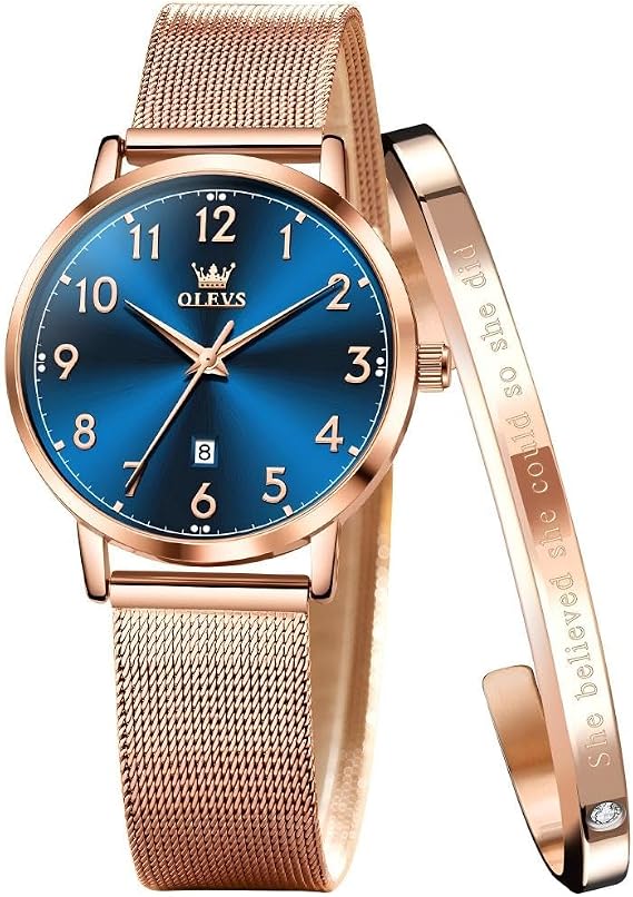 OLEVS Women Wrist Watches Ultra Thin 6.5mm Minimalist Business Dress Waterproof & Date White Leather Strap Slim Watches for Women
