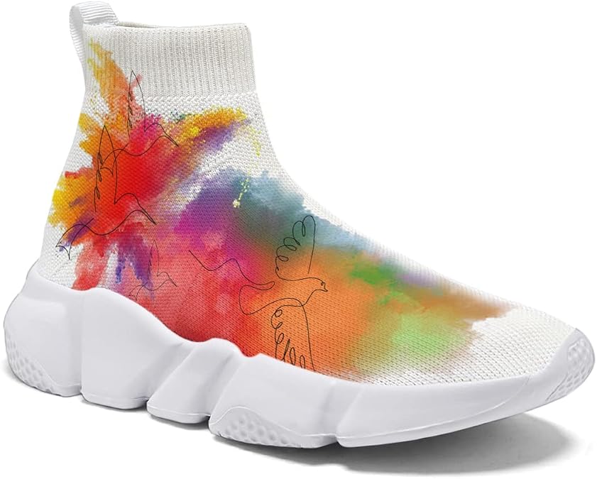 Men Women Slip-on Socks Sneakers Art Graffiti Painted Casual Shoes Tennis Running Shoes Plus Size 5-15